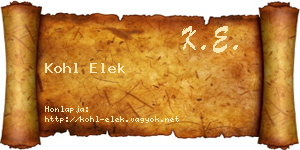 Kohl Elek névjegykártya